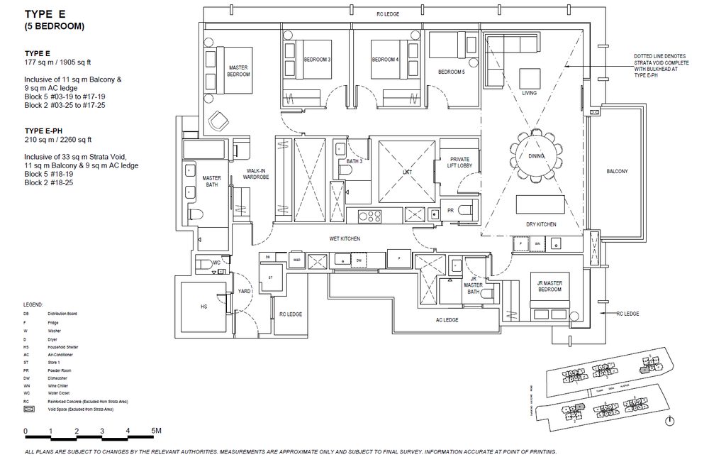 Floor plan E — 5 Bedroom