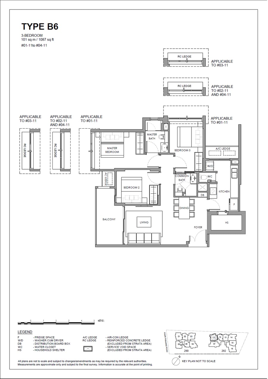 Floor plan B6 — 3 Bedroom