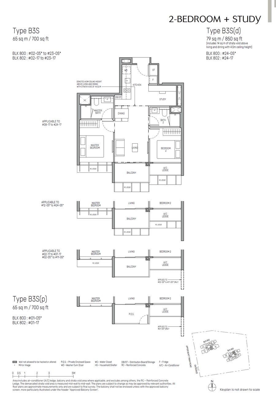 Floor plan B3S — 2 Bedroom + Study