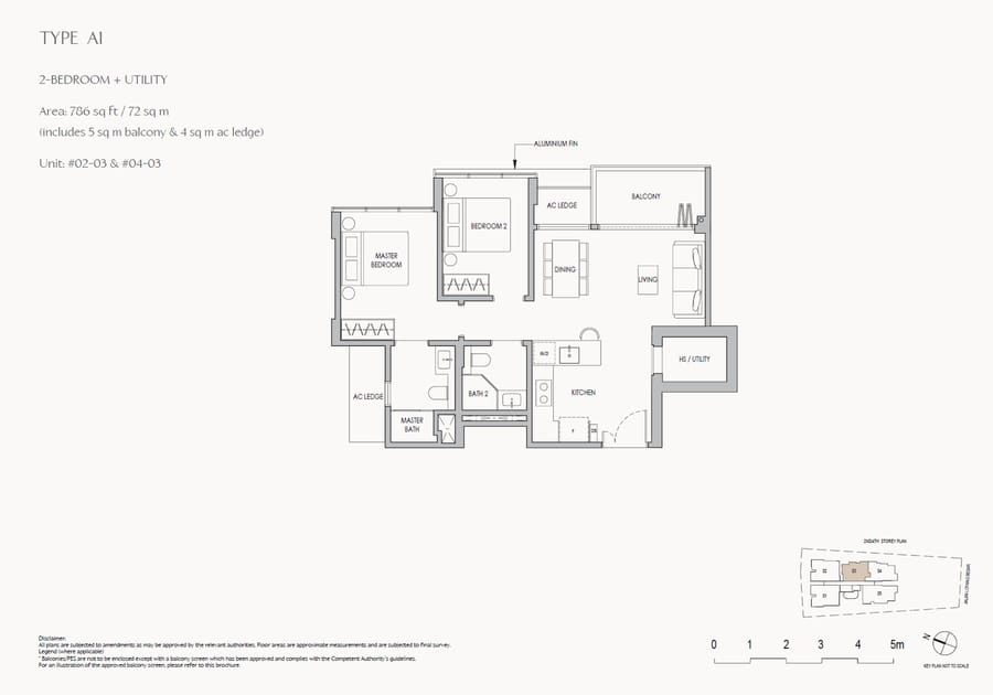 Floor plan A1 — 2 Bedroom + Utility