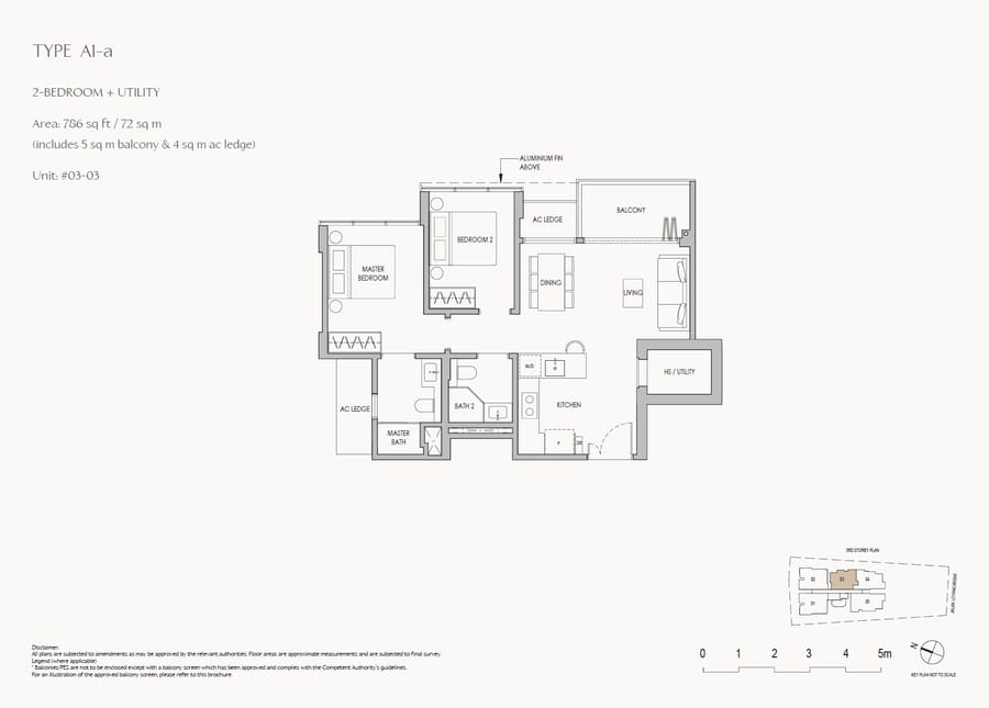 Floor plan A1-a — 2 Bedroom + Utility