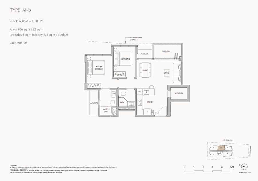 Floor plan A1-b — 2 Bedroom + Utility