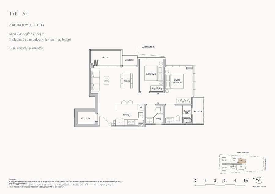 Floor plan A2 — 2 Bedroom + Utility