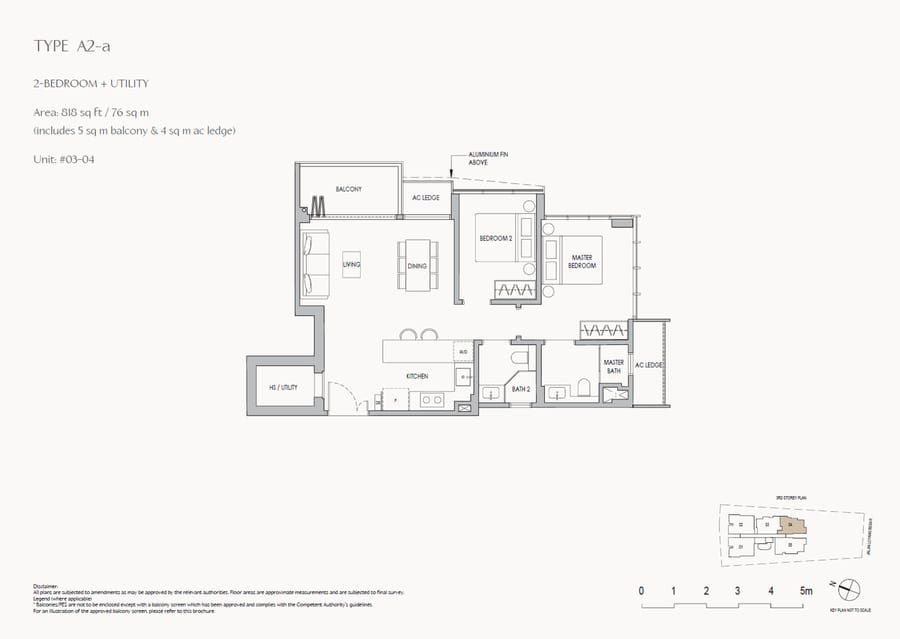 Floor plan A2-a — 2 Bedroom + Utility