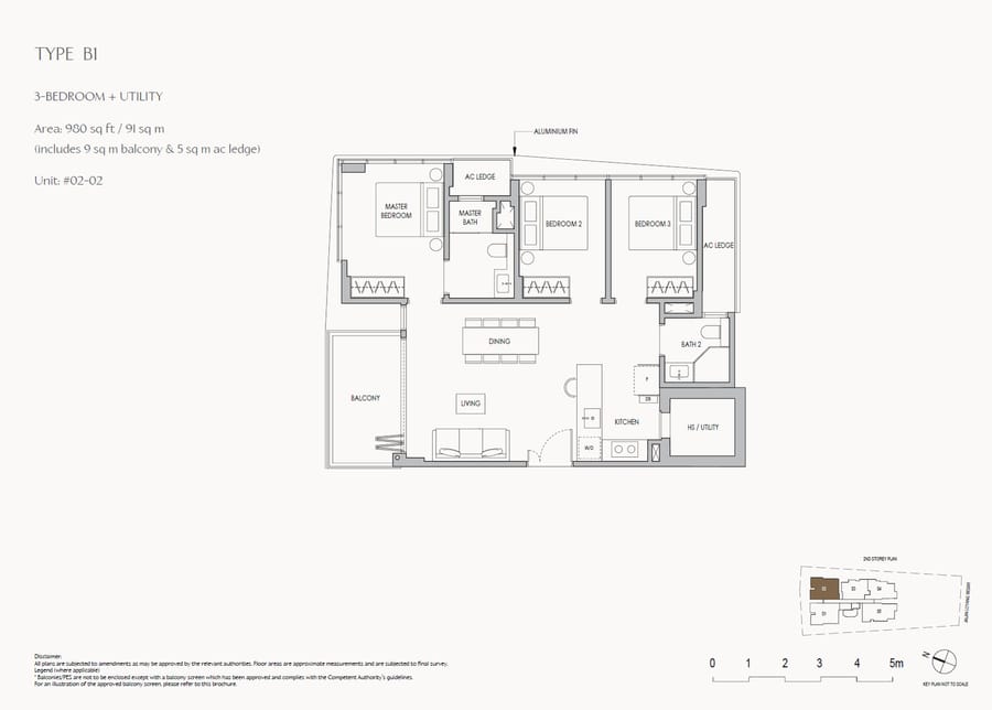 Floor plan B1 — 3 Bedroom + Utility