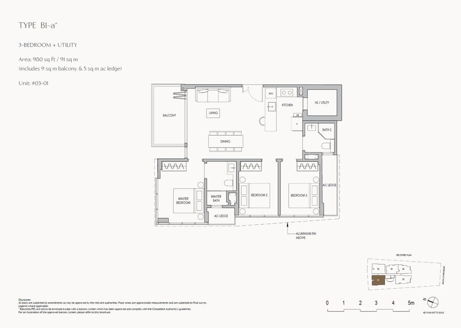 Floor plan B1-a* — 3 Bedroom + Utility