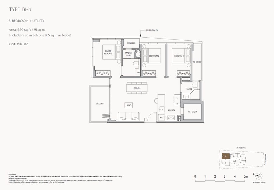 Floor plan B1-b — 3 Bedroom + Utility