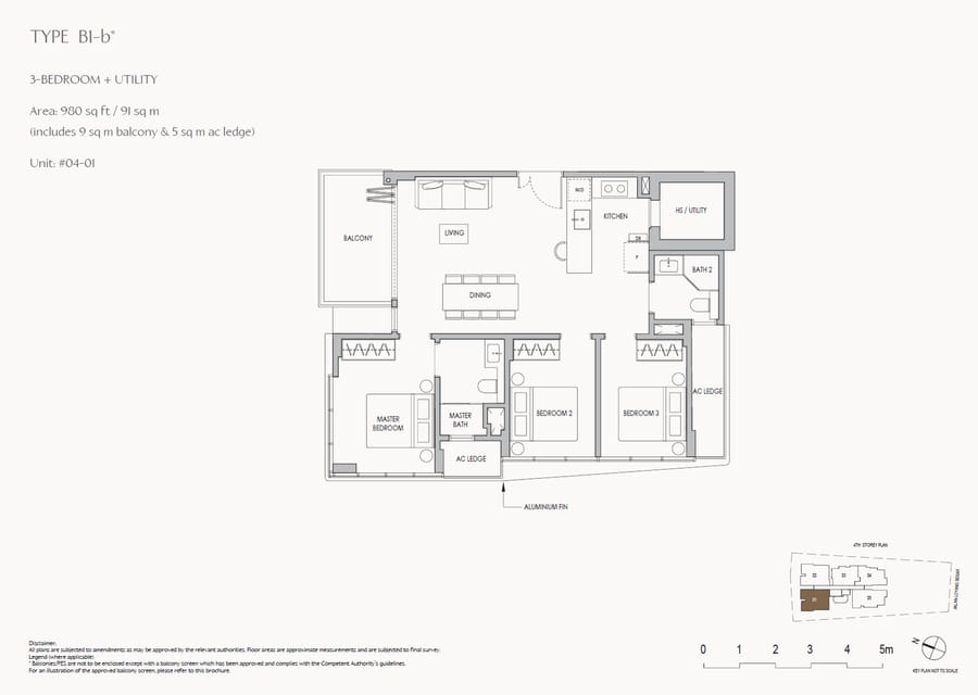 Floor plan B1-b* — 3 Bedroom + Utility