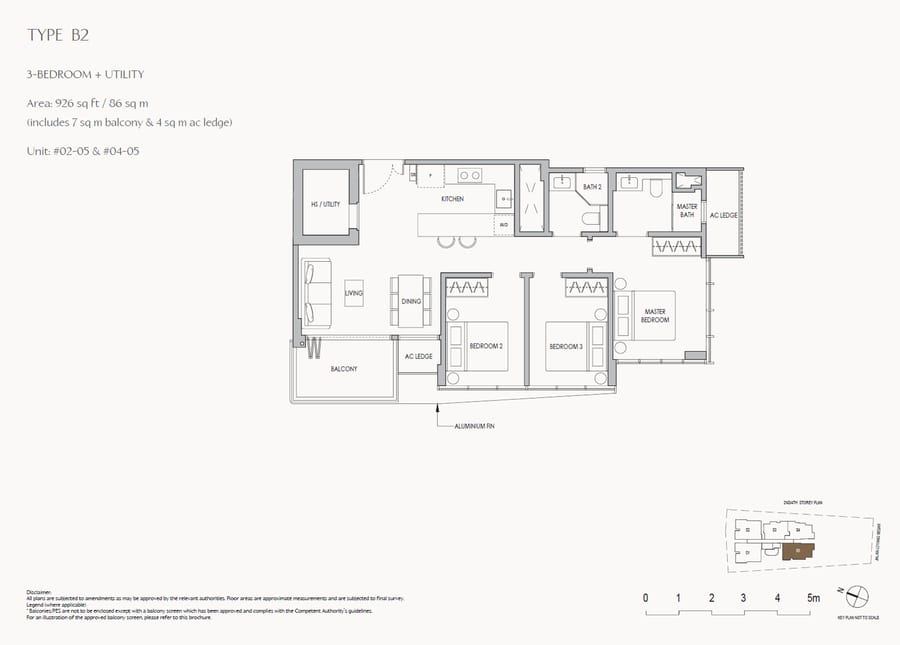 Floor plan B2 — 3 Bedroom + Utility