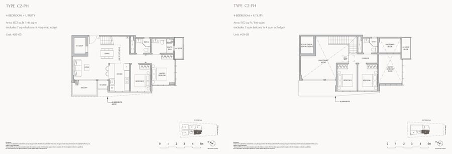 Floor plan C2-PH — 4 Bedroom + Utility