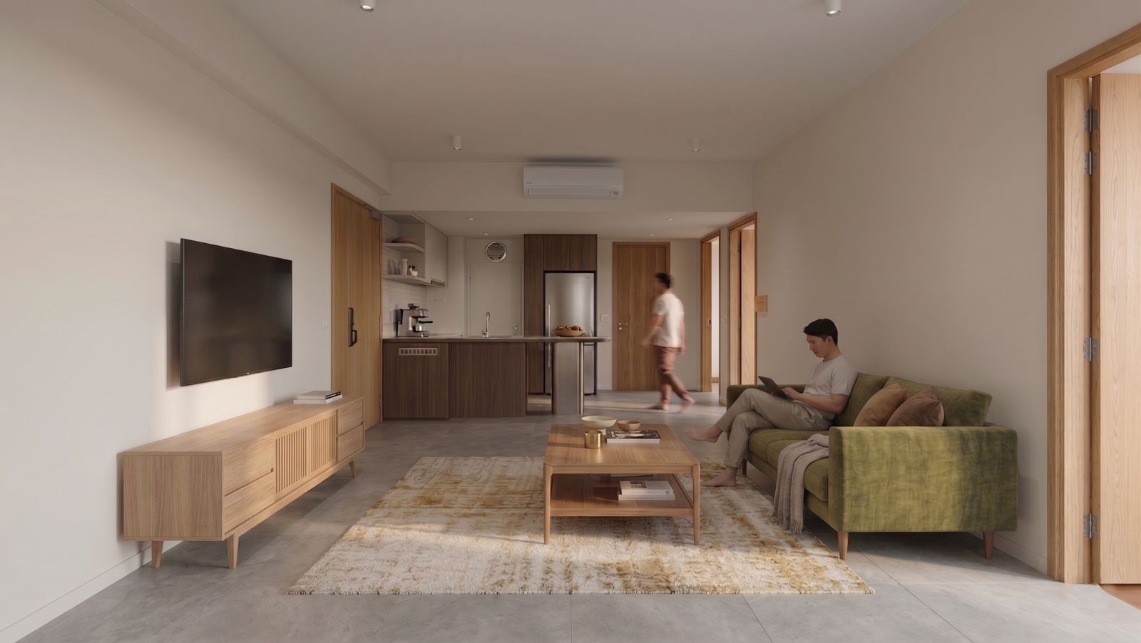 The Shorefront — Living Room 04-01, living room artist's impression