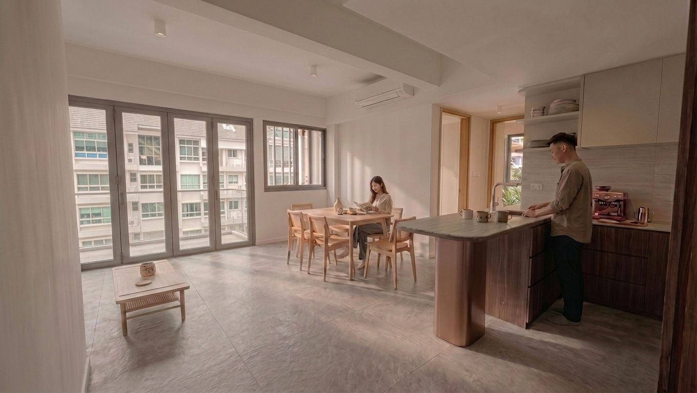The Shorefront — Living Room 04-04, living room artist's impression
