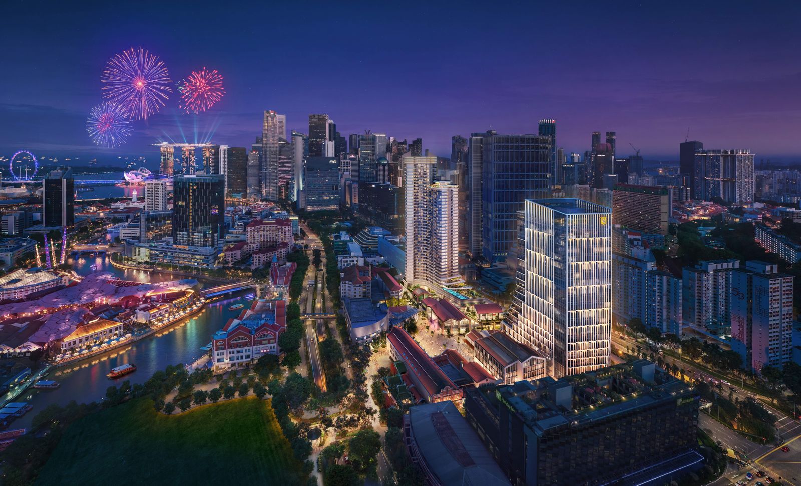 Union Square Residences — artist's impression of the 40-storey tower at night