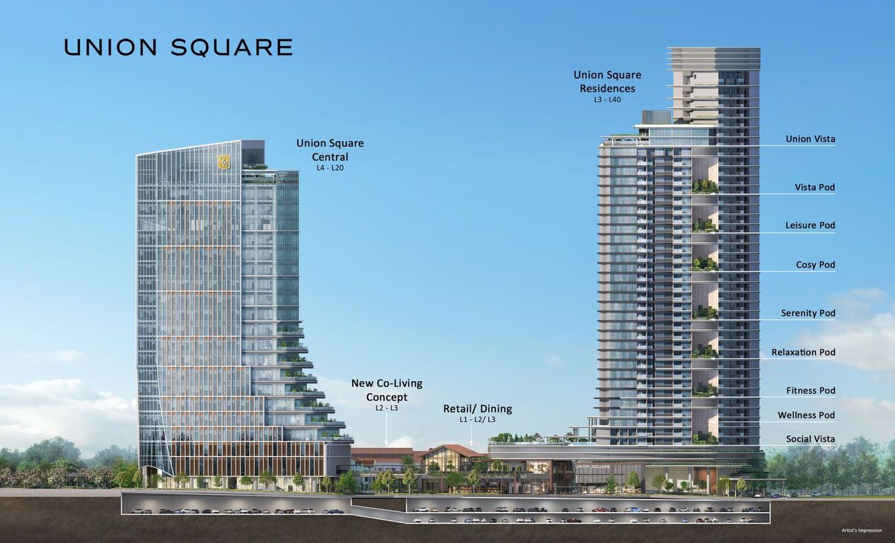 Union Square Residences — The 40-storey tower, artist's impression