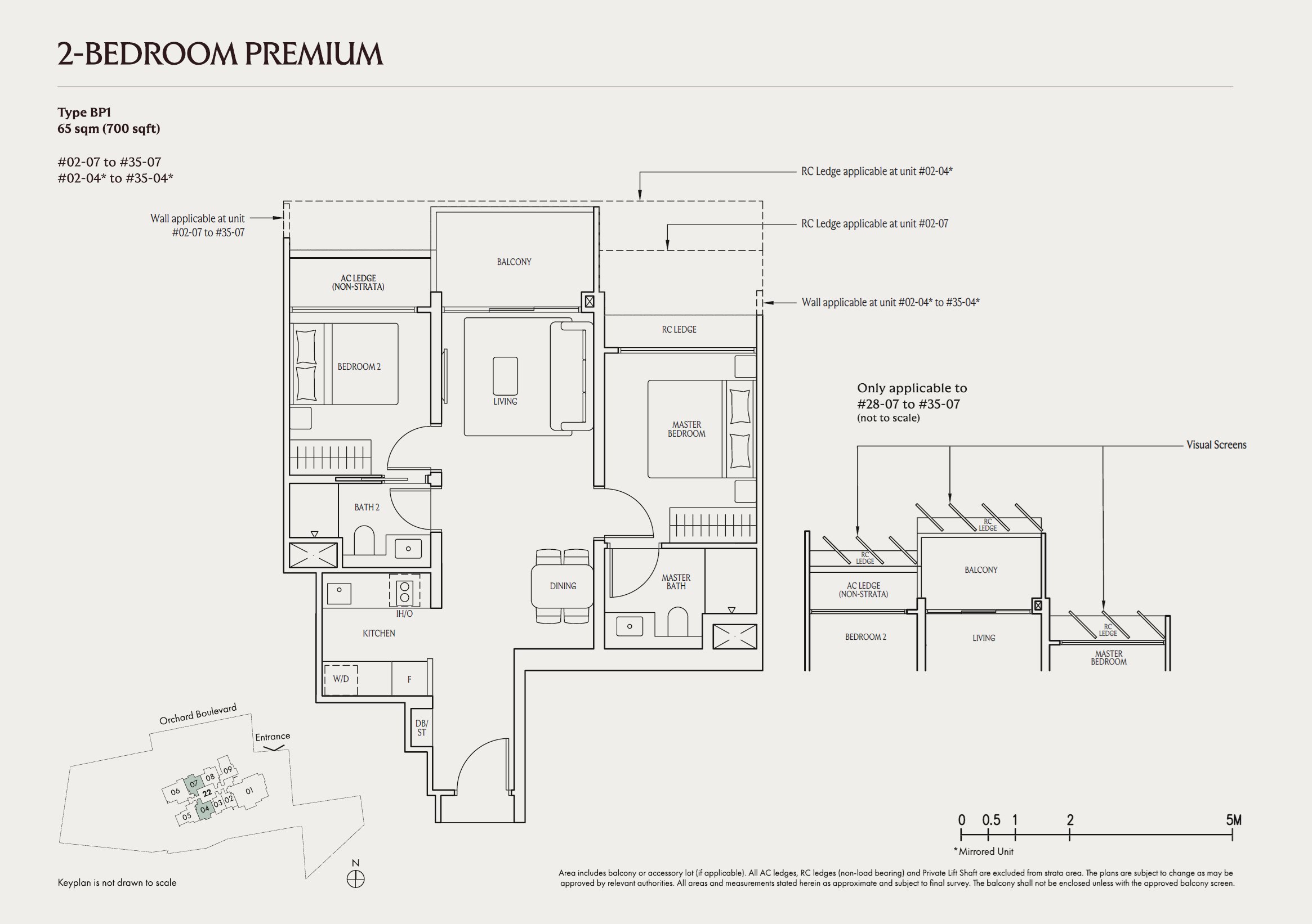 Floor plan BP1 — 2 Bedroom Premium · UPPERHOUSE at Orchard Boulevard