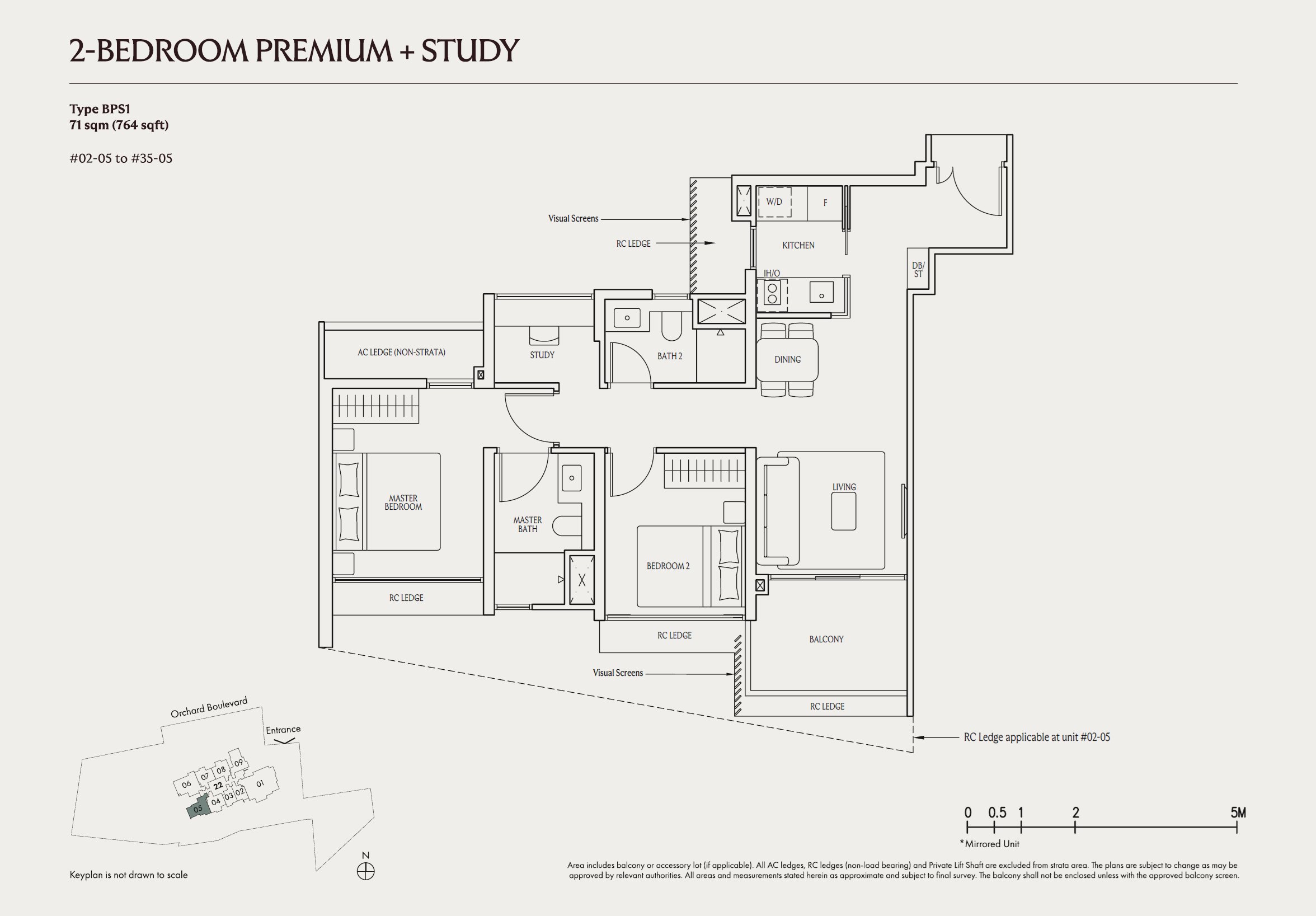 Floor plan BPS1 — 2 Bedroom Premium + Study · UPPERHOUSE at Orchard Boulevard