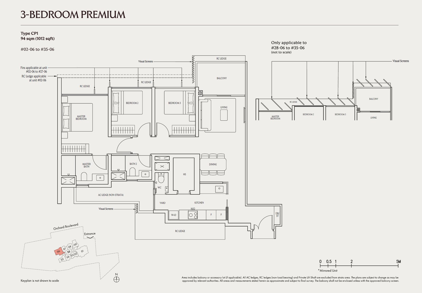 Floor plan CP1 — 3 Bedroom Premium · UPPERHOUSE at Orchard Boulevard