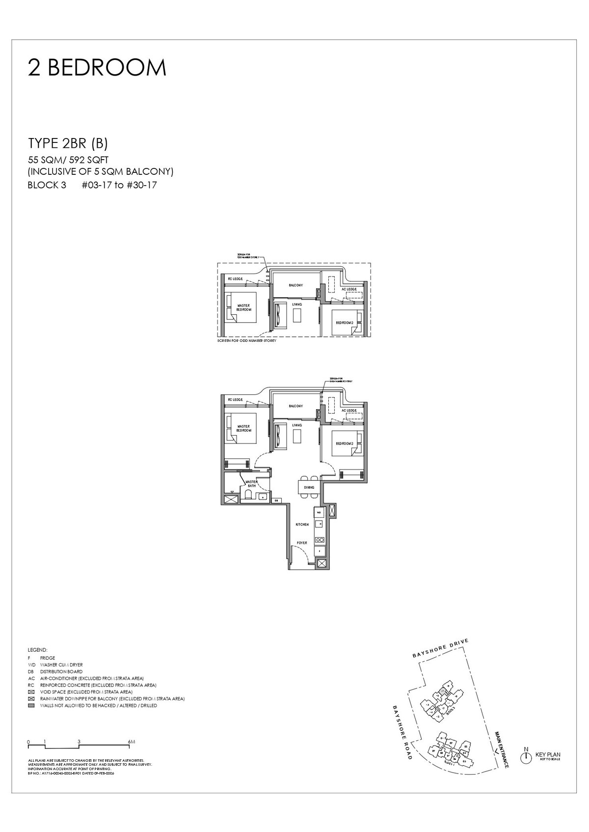 Floor plan 2BR (B) — 2 Bedroom