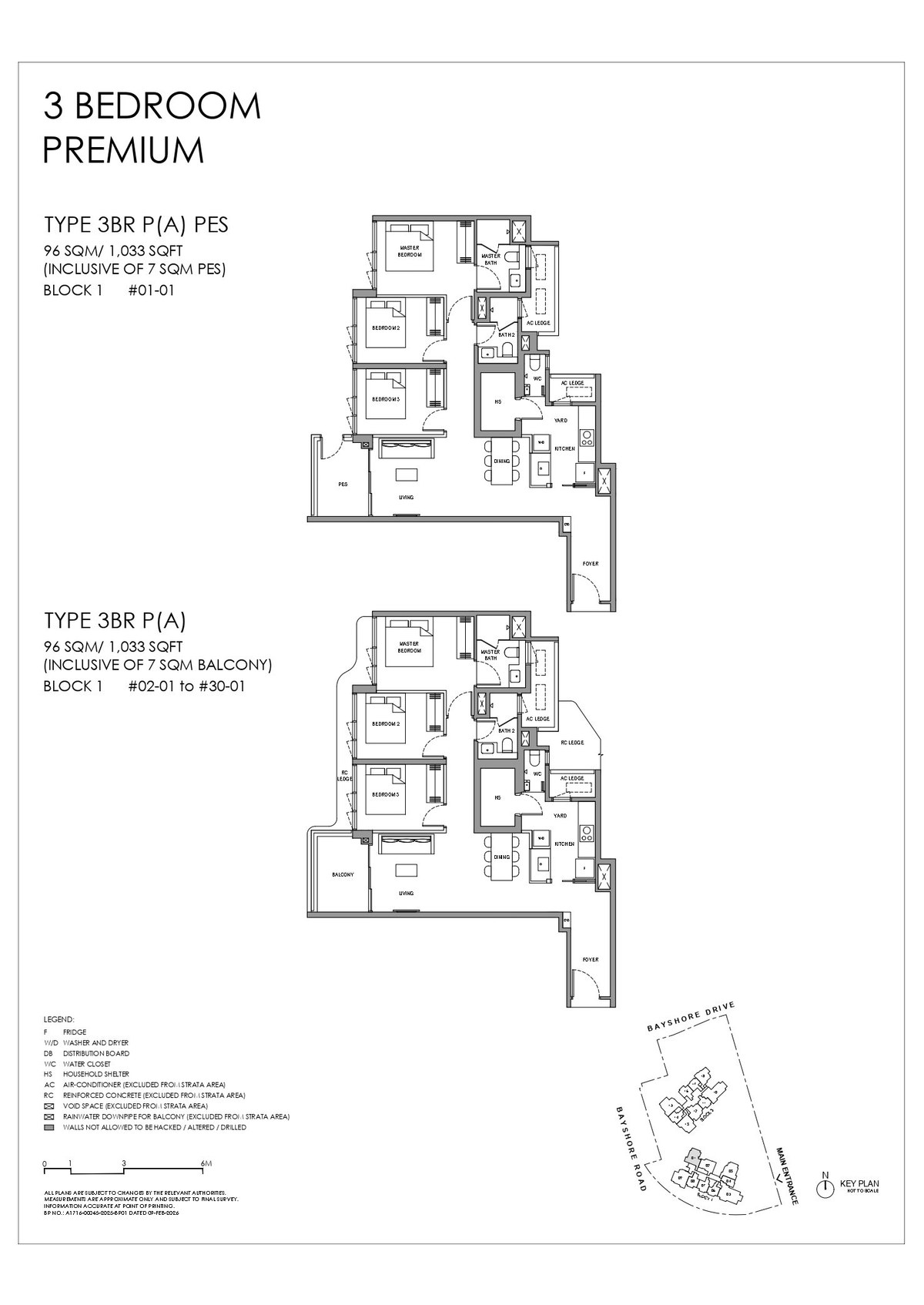 Floor plan 3BR P(A) — 3 Bedroom Premium