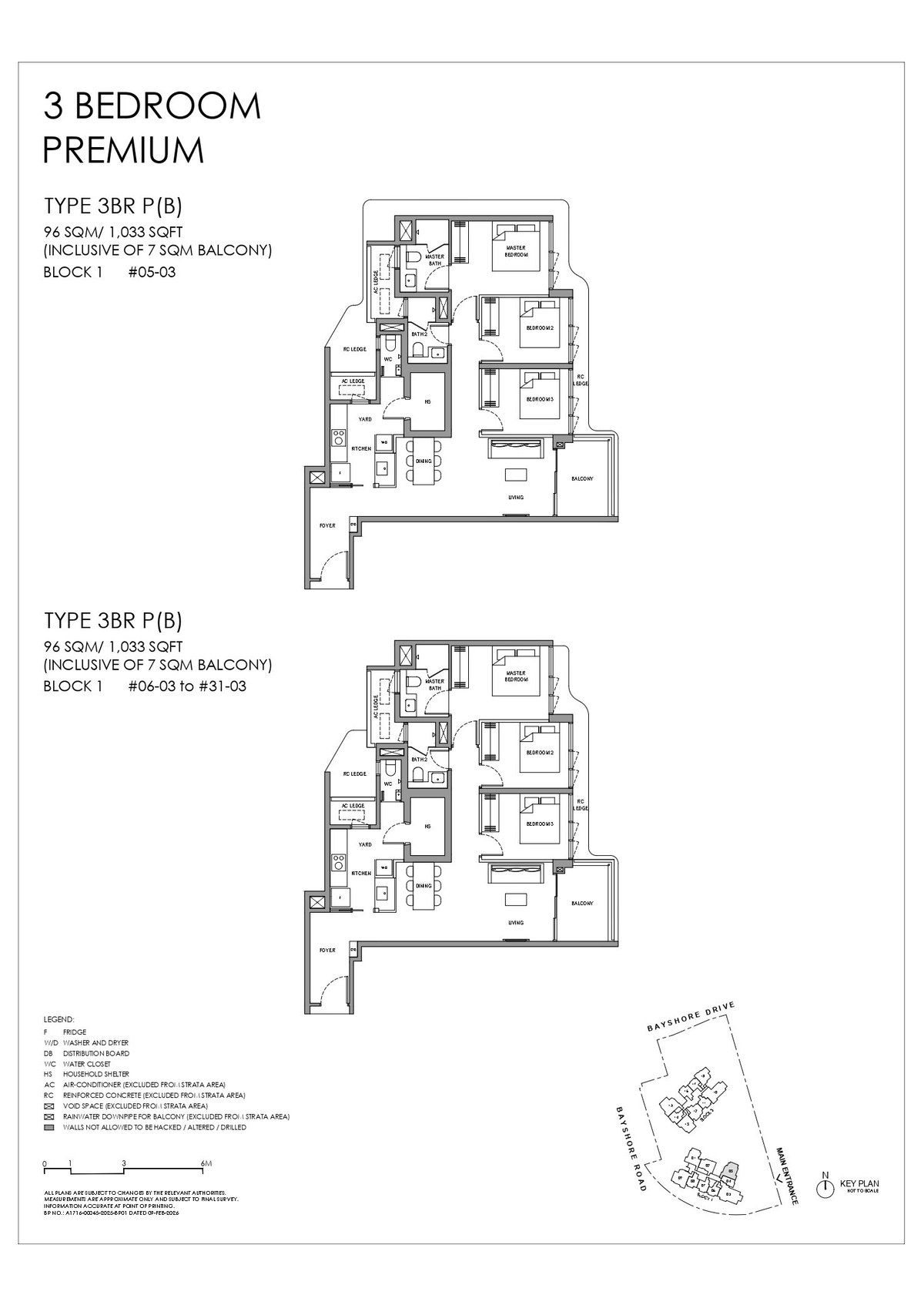 Floor plan 3BR P(B) — 3 Bedroom Premium