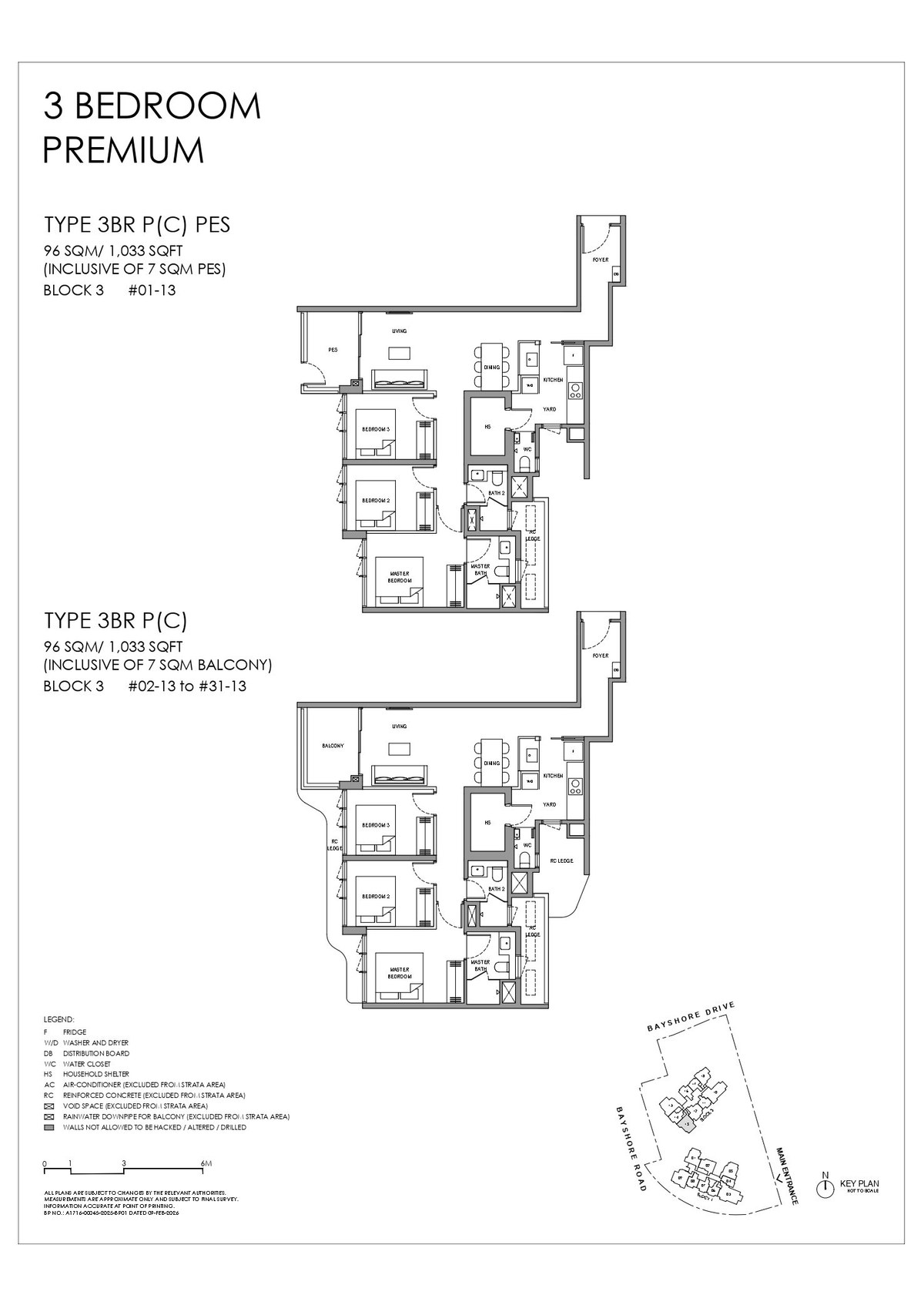 Floor plan 3BR P(C) — 3 Bedroom Premium