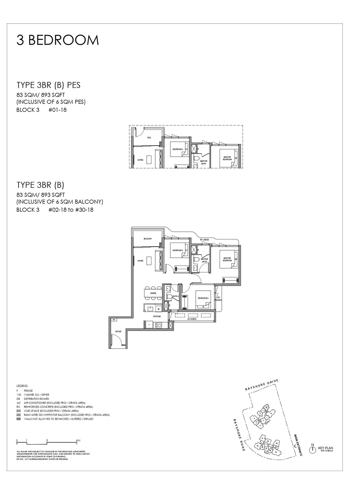 Floor plan 3BR (B) — 3 Bedroom