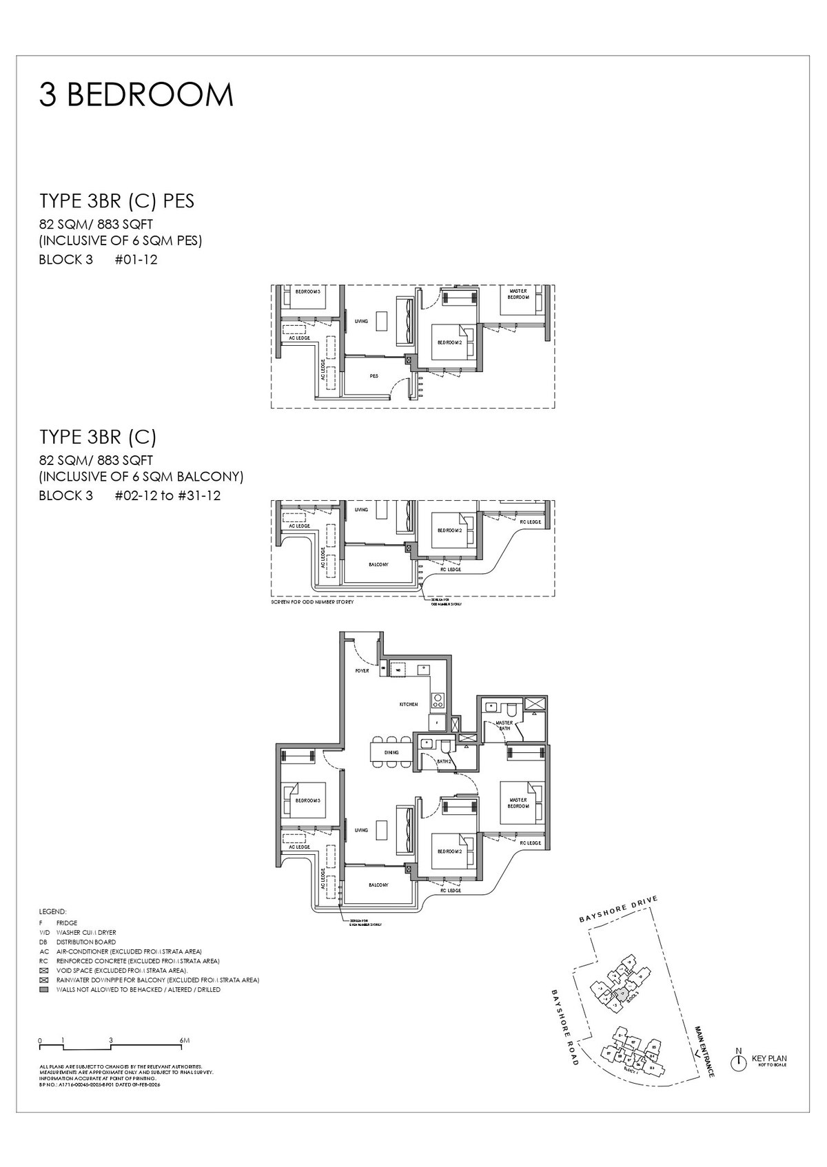 Floor plan 3BR (C) — 3 Bedroom