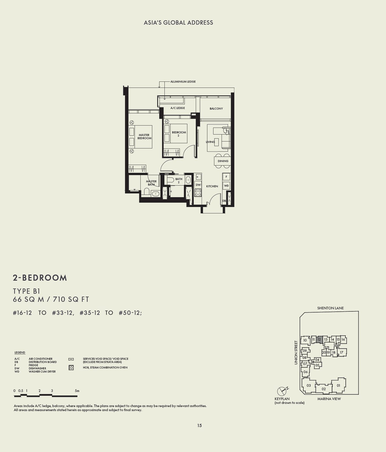 Floor plan B1 — 2 Bedroom · W Residences Marina View