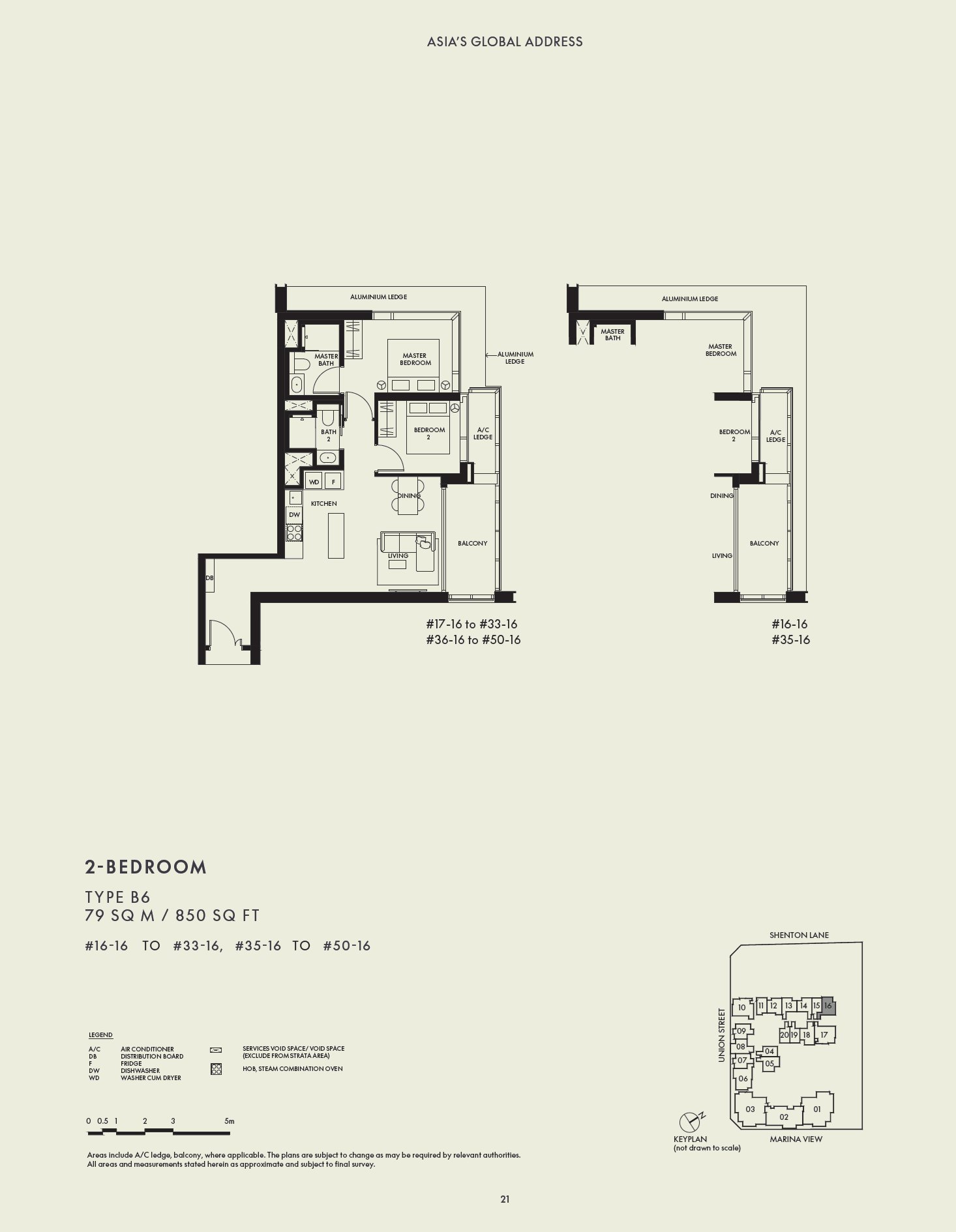 Floor plan B6 — 2 Bedroom Premium · W Residences Marina View