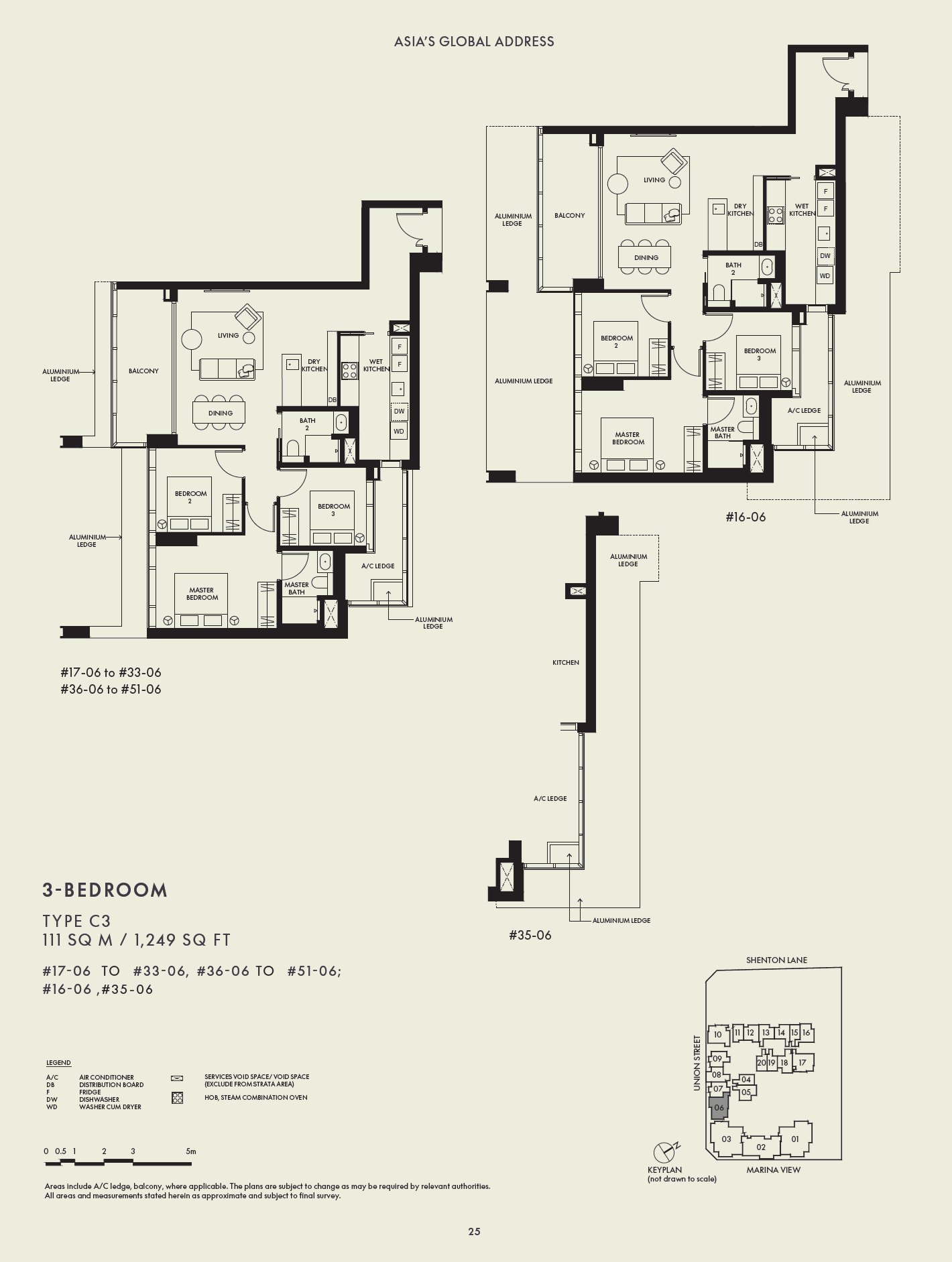 Floor plan C3 — 3 Bedroom Premium · W Residences Marina View