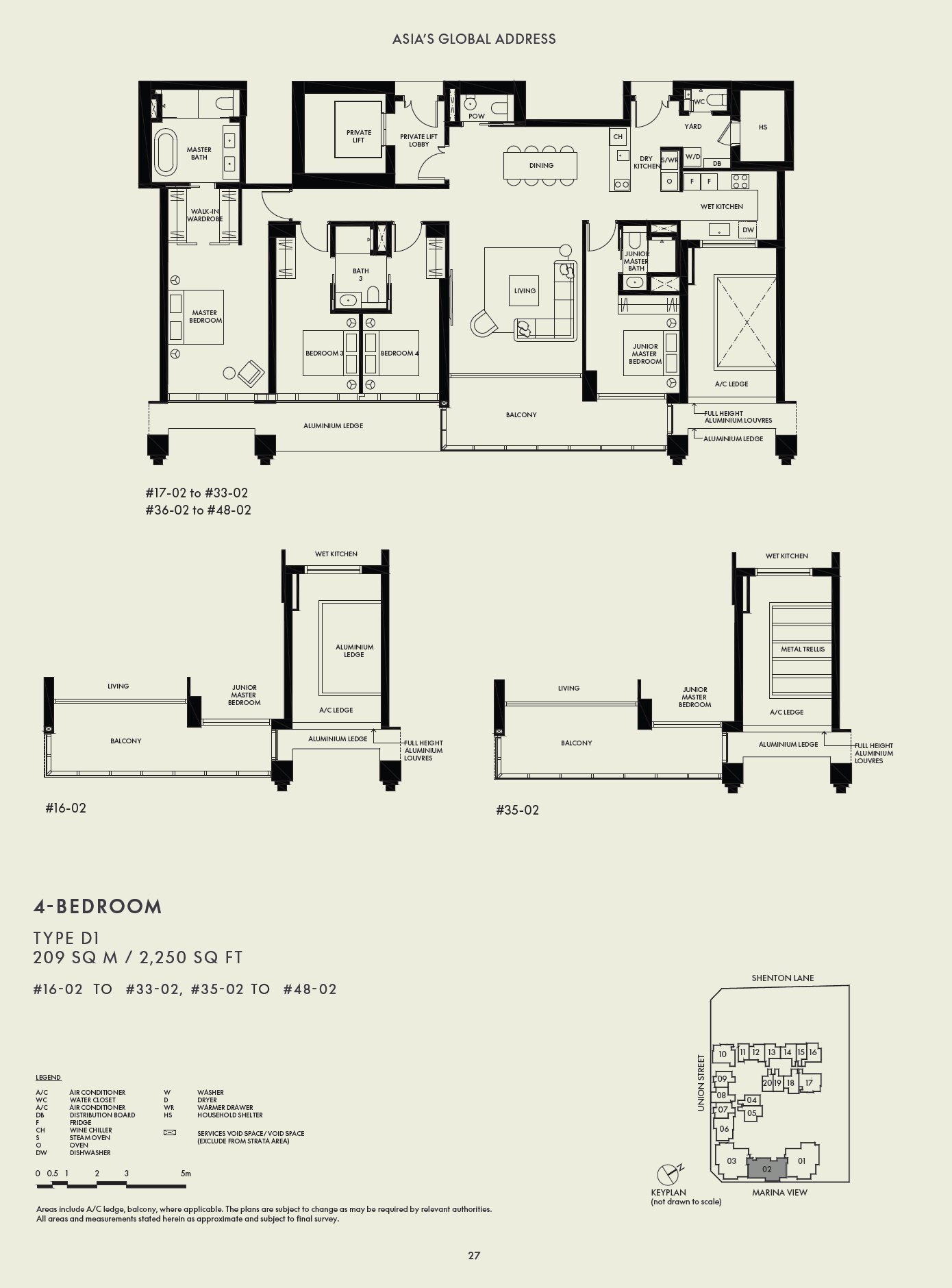Floor plan D1 — 4 Bedroom · W Residences Marina View
