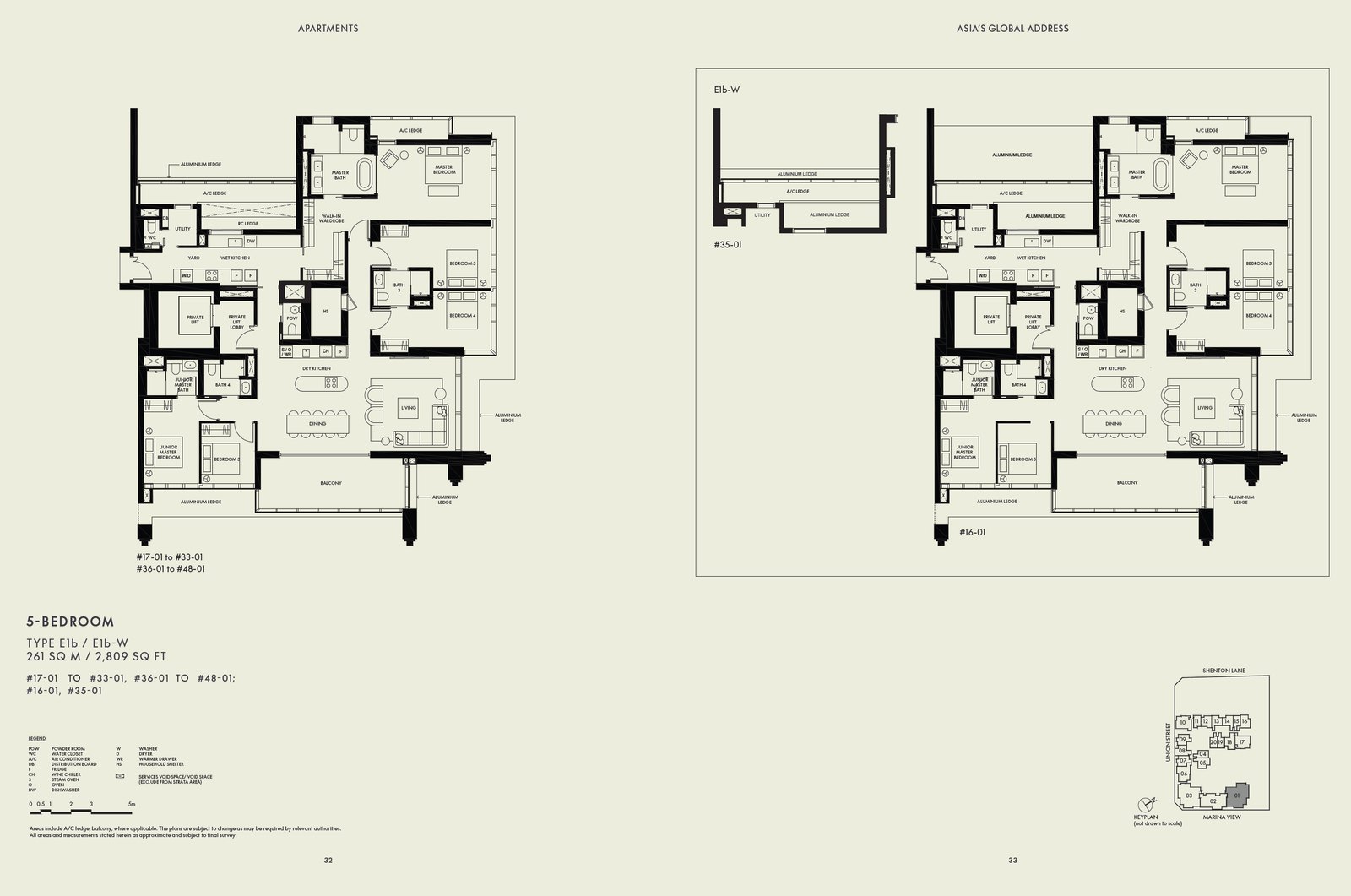 Floor plan E1b — 5 Bedroom · W Residences Marina View