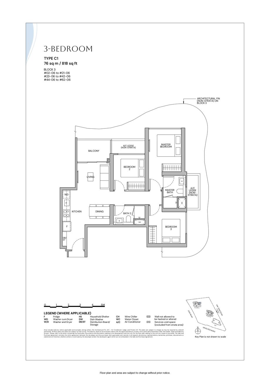 Floor plan C1 — 3 Bedroom · Zyon Grand