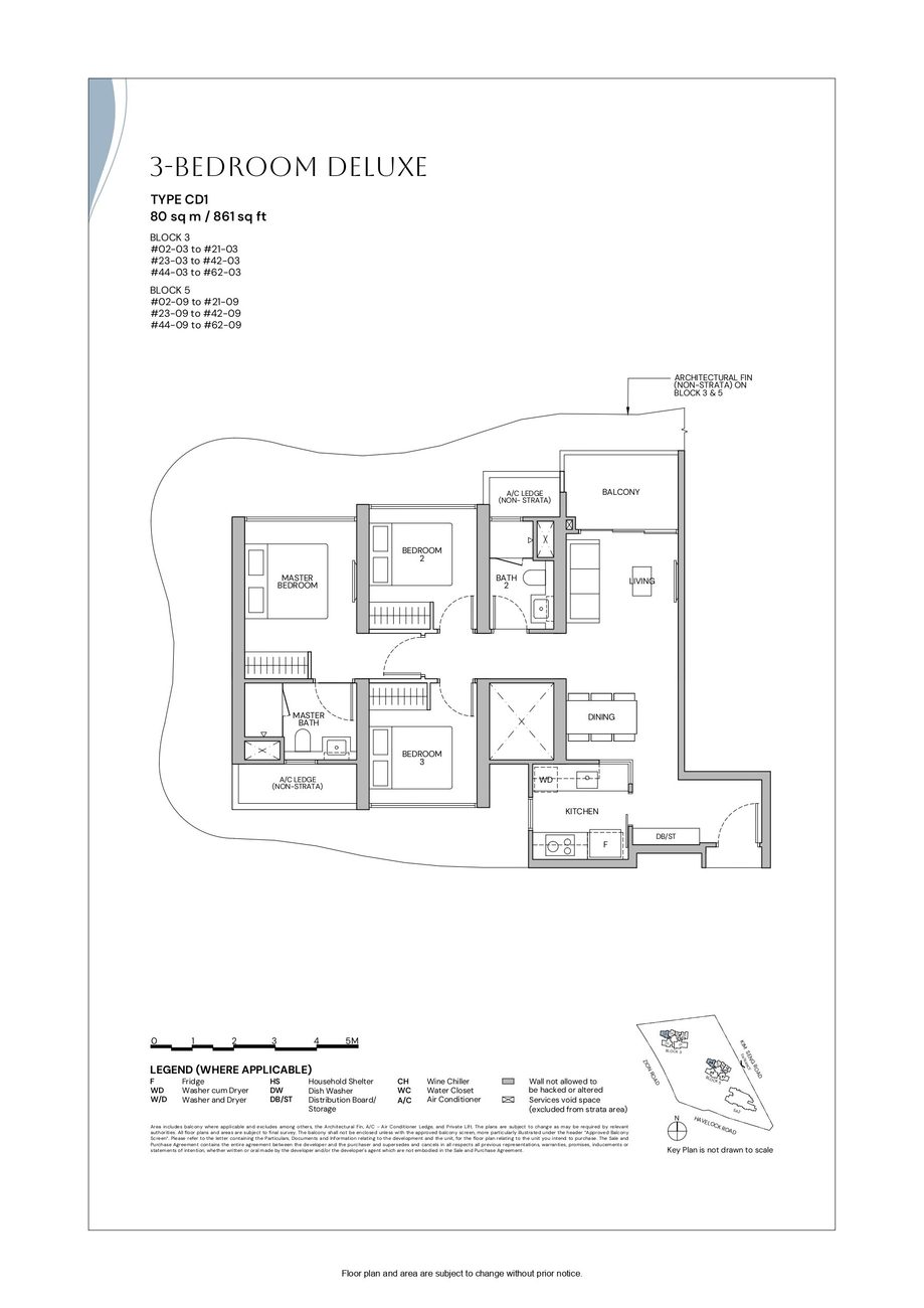 Floor plan CD1 — 3 Bedroom Deluxe · Zyon Grand