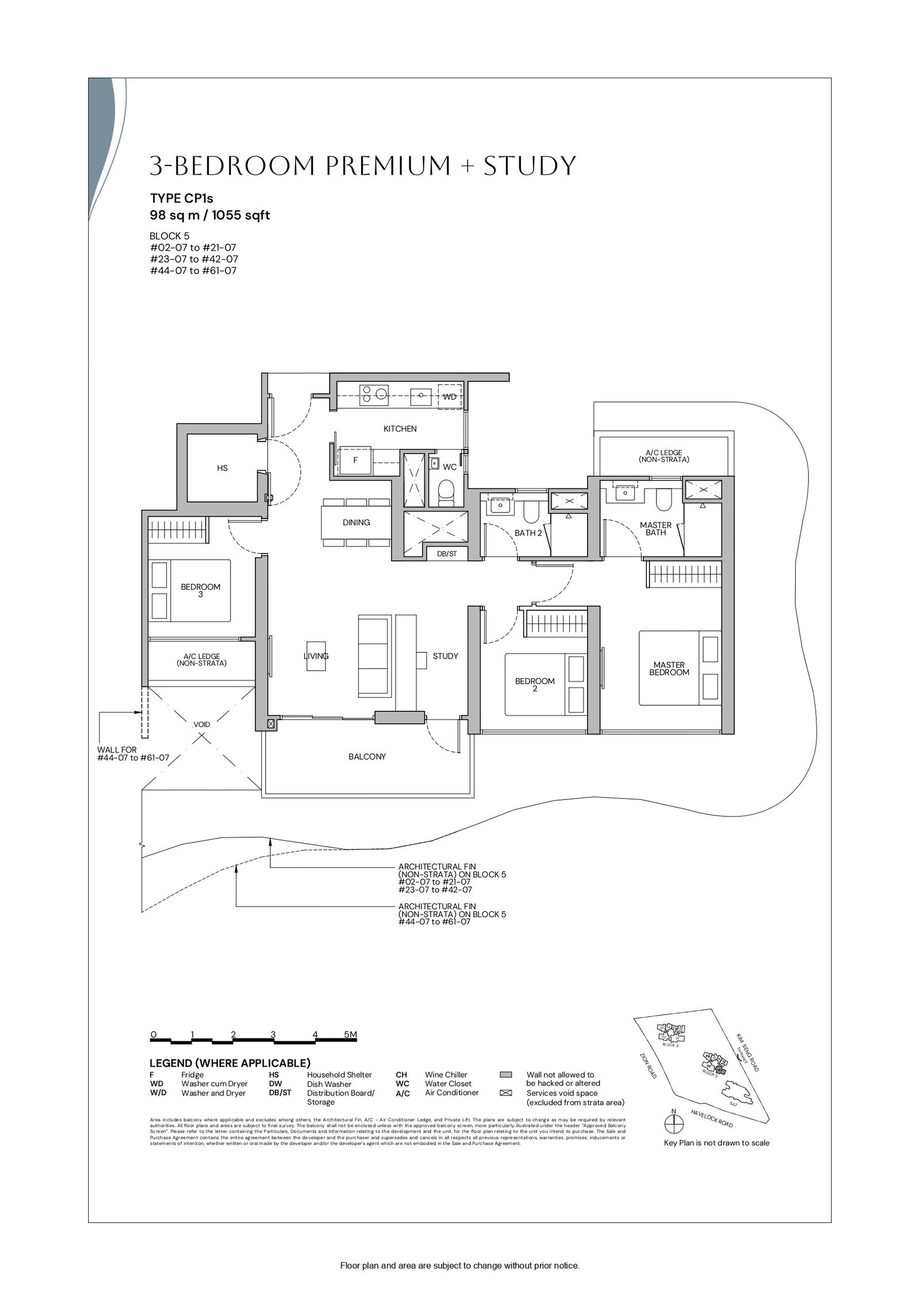 Floor plan CP1s — 3 Bedroom Premium + Study · Zyon Grand