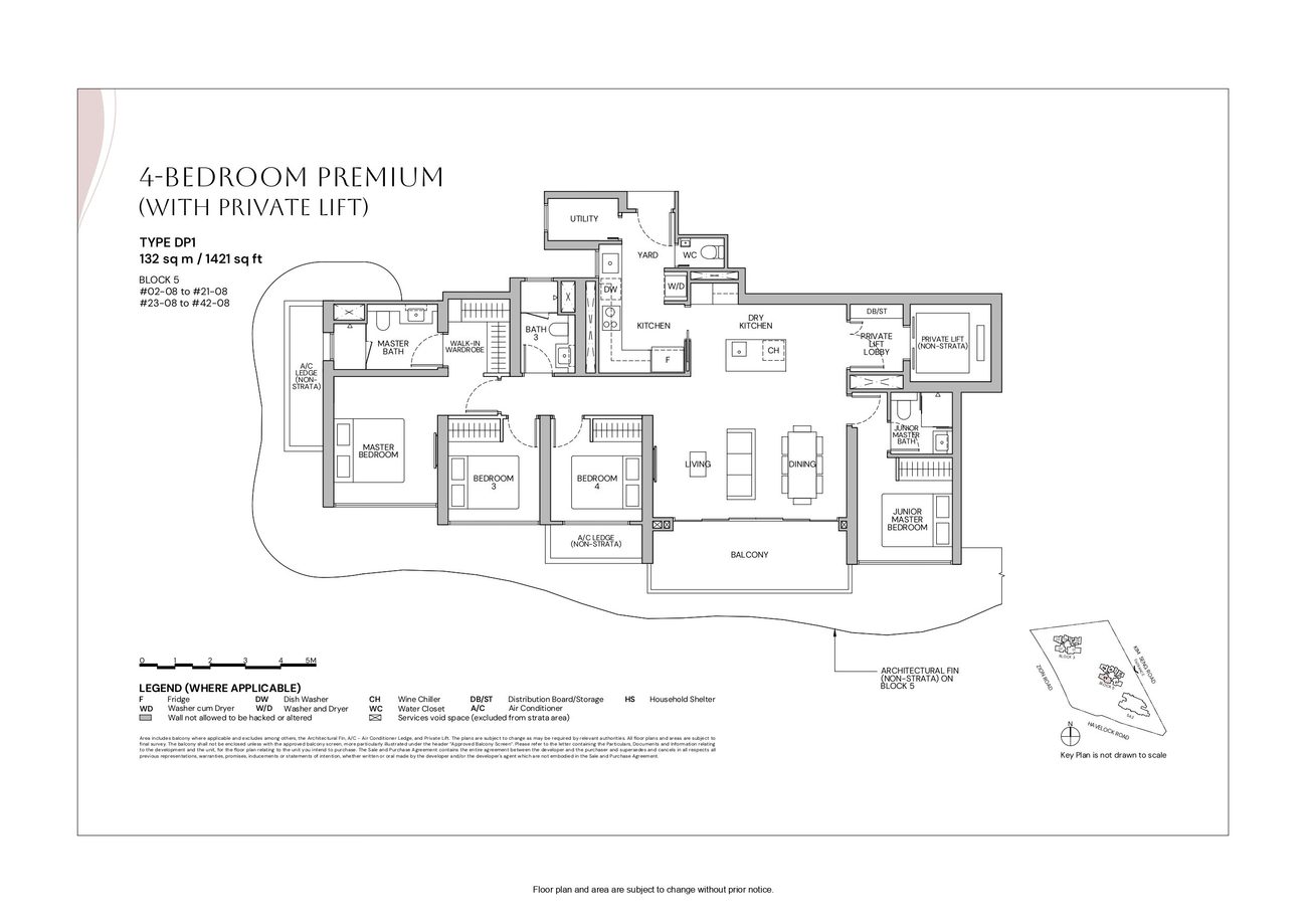 Floor plan DP1 — 4 Bedroom Premium (With Private Lift) · Zyon Grand