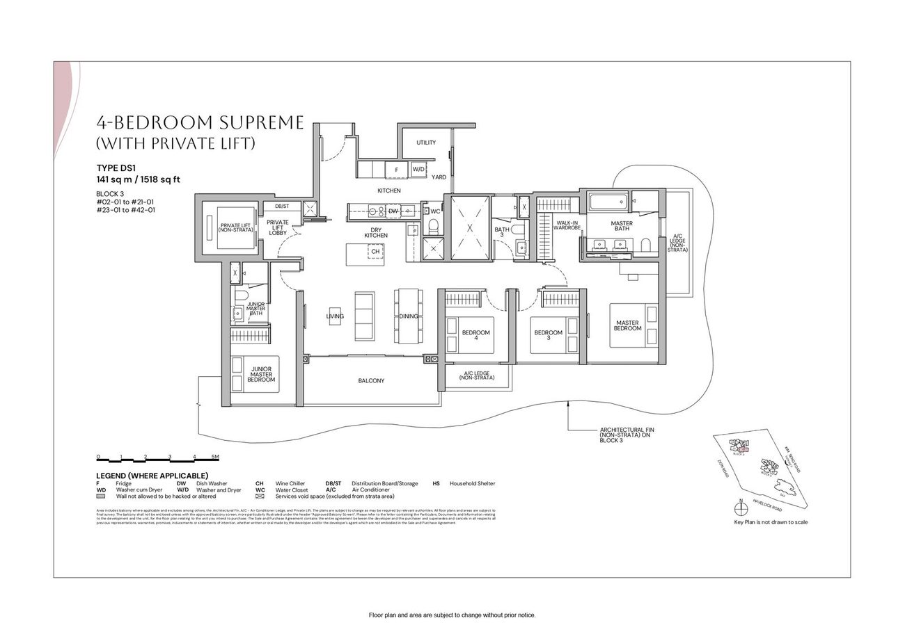 Floor plan DS1 — 4 Bedroom Supreme (With Private Lift) · Zyon Grand