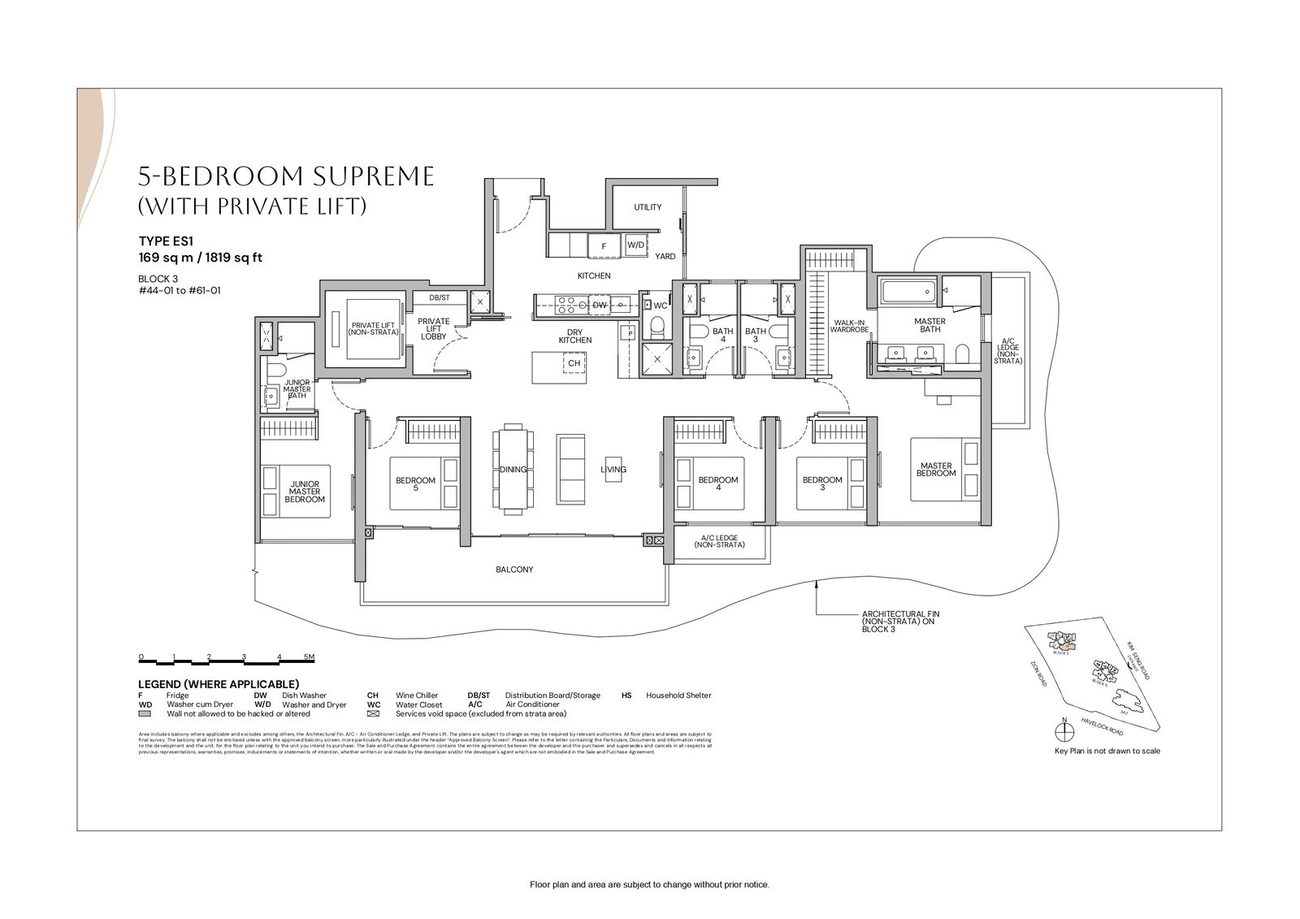 Floor plan ES1 — 5 Bedroom Supreme (With Private Lift) · Zyon Grand