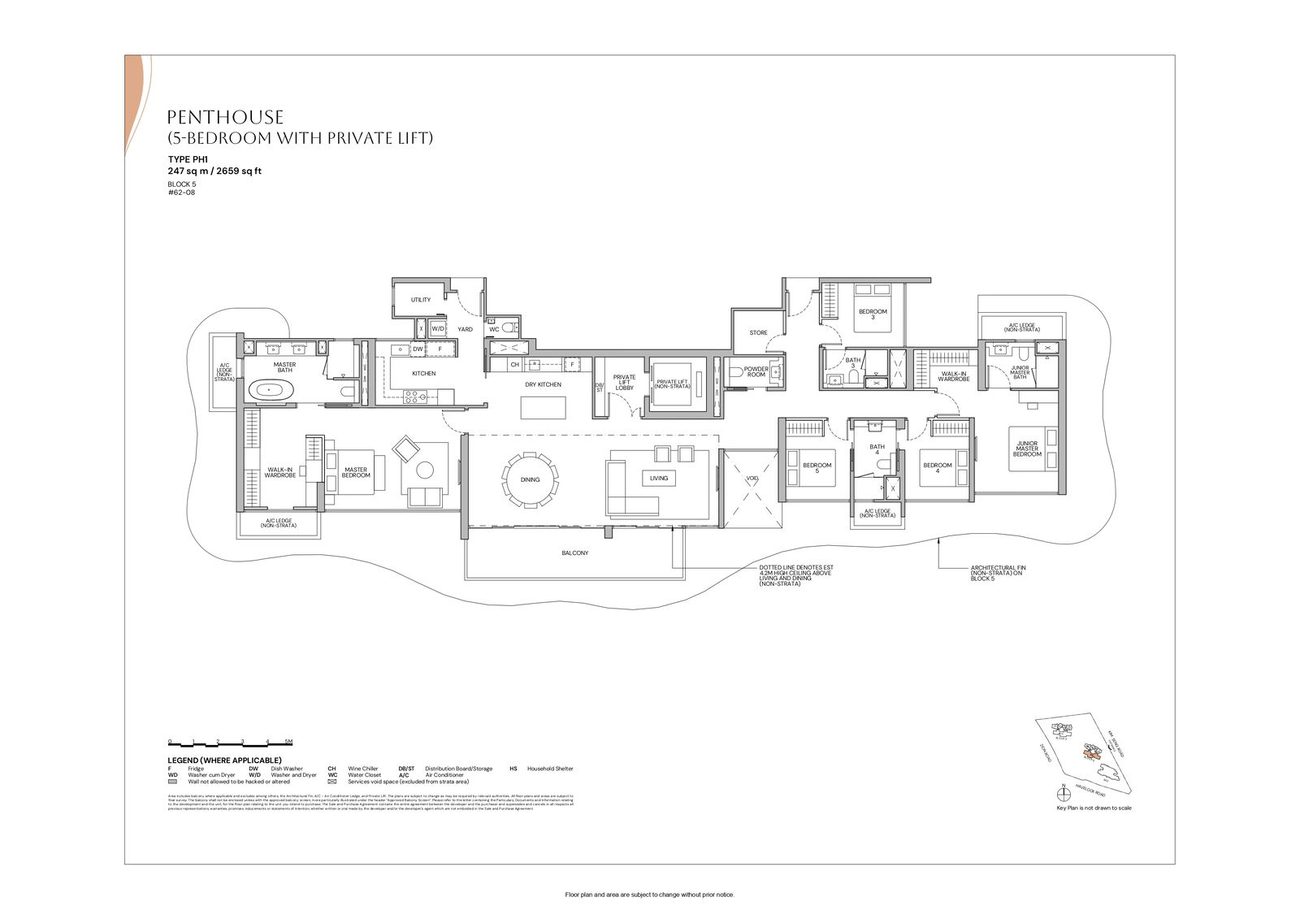 Floor plan PH1 — Penthouse (5 Bedroom With Private Lift) · Zyon Grand