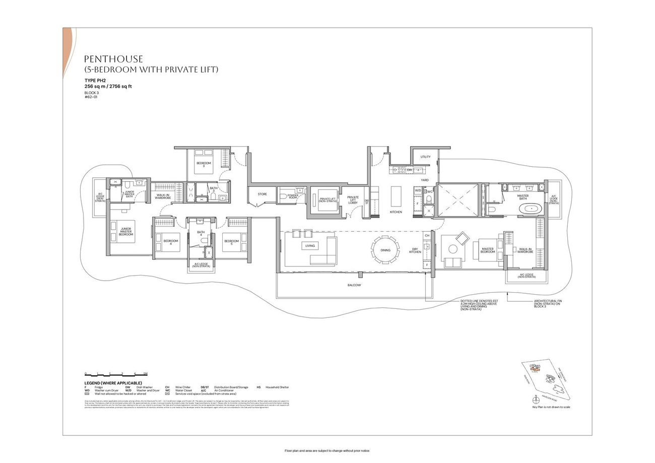 Floor plan PH2 — Penthouse (5 Bedroom With Private Lift) · Zyon Grand
