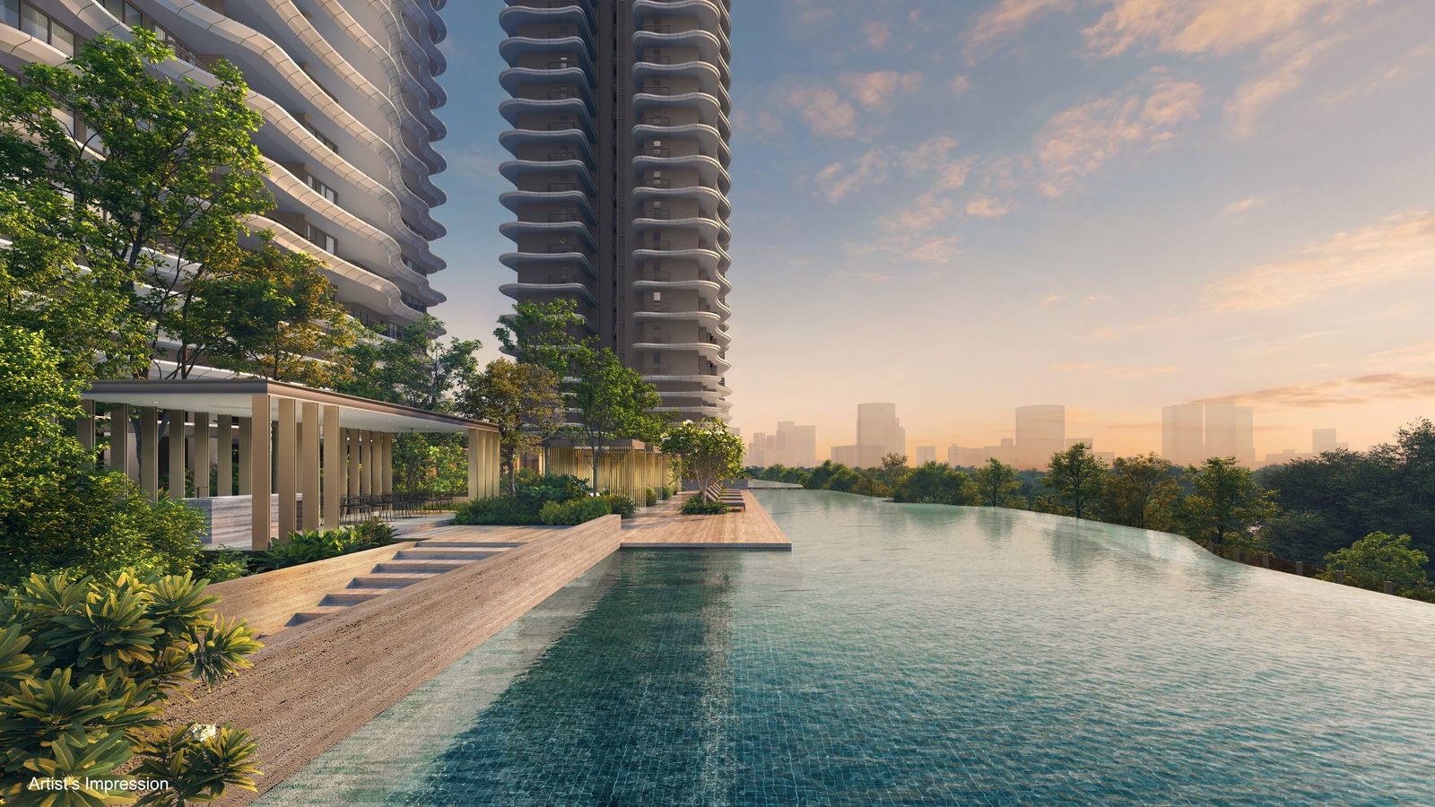 Zyon Grand 卓悦峰 — lap pool at sunset, artist's impression
